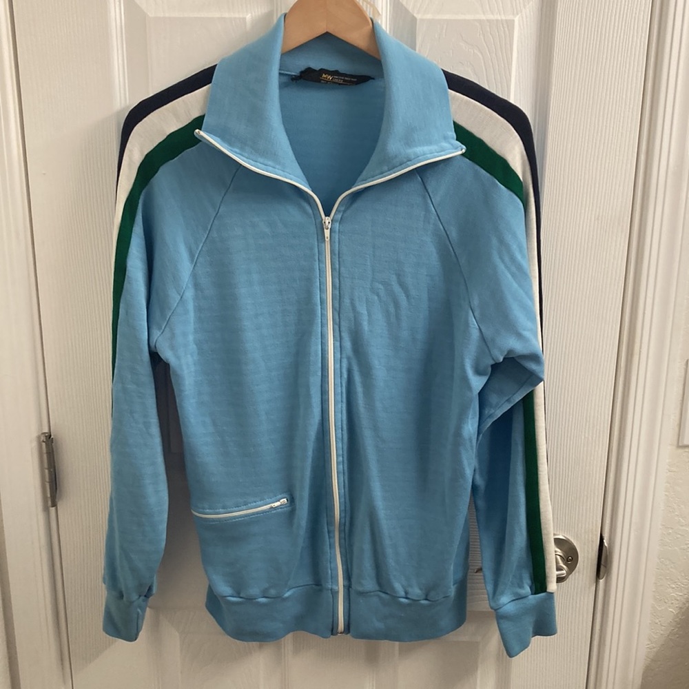 Vintage Women's JCPenny Track Jacket Size M Blue with 3 stripes- Pickleball!